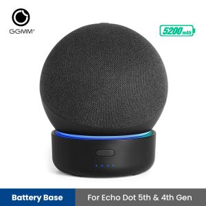 Alto-falantes GGMM D4 Base de bateria para Echo Dot 5th/4th Gen l Bateria recarregável portátil 5200mAh para Amazon Alexa Dot 4/5 Bluetooth Speaker