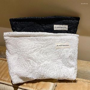 Borse per cosmetici Borsa a forma di rosa tridimensionale Borsa da donna grande per trucco in tela Custodia per la cura della pelle Lavaggio da toilette