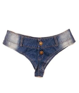 Jeans sexy dal taglio alto Pantaloncini di jeans Pantaloncini con doppio bottone Vita bassa Micro Mini Corto Abbigliamento da spiaggia erotico TY66 Y2005123084522