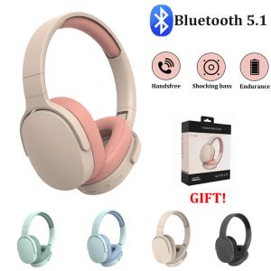 Hörlurar färgglad stereo -ljud mp3 Bluetooth -headset trådlösa hörlurar hörlurar support SD -kort med mic play öronsnäckor för iPhone