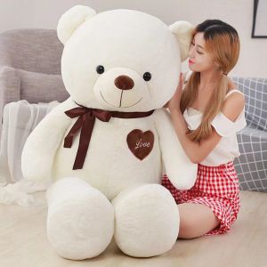 Cushions 60CM Large Teddy Bear Plush Toy Stuffed Full Soft Sleeping Pillow Doll Short Hair Brown Bear Doll Child Birthday Christmas Gift