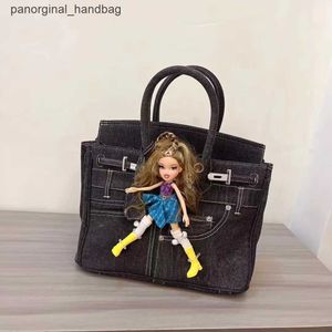 Original H Tote Bag nicho Bozhuo Ruis escuro picante menina denim saco pegadinhas Kim Kardashian Betsy boneca carregando ombro tendência L60M P8ZF