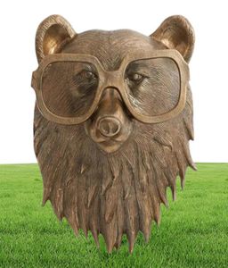Rauchpfeife bronzierte Figuren Aluminium Staute Tier mit Brille hängende Wandhalterung Bär Louie kleine Maus Frankie Hirsch Home De3703593