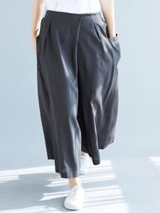 Capris Zanzea Women Elastic Waist Pants 2023 Summer Fashion Wide Leg Gambe Casual Solid Tasts Shithes Bottoms Streetwear Pantalone