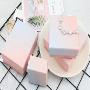 NY INS Fashion Pink Blue Gradient Jewelry Packing Box Ring Halsband Armband Mottagande gåva Multi-Purpose Packing Box 2024228