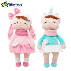 Dolls Metoo Angela Doll Pink Rabbit Unicorn Fox Cat Fores Animals Stuffed Plush Toys Customized Name For Kids Birthday Christmas Gifts