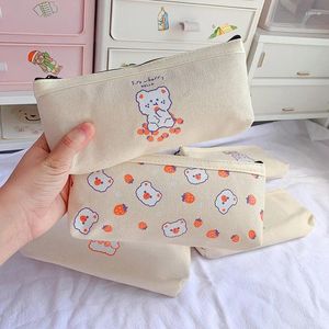 Pcs Kawaii Lápis Caso Urso Caixa de Lona Pencilcase Bag Material Escolar Papelaria