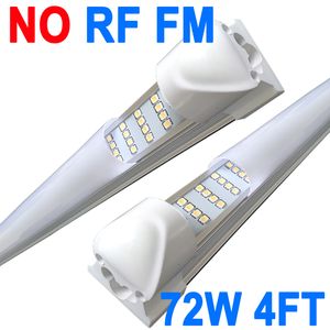 4FT LED-Ladenleuchte, 72W 72000LM 6500K, verknüpfbare LED-Röhrenleuchten mit milchiger Abdeckung, 4 Reihen integrierte T8-LED-Beleuchtung, LED-Deckenleuchten für Garage, Werkstatt, Scheune, crestech