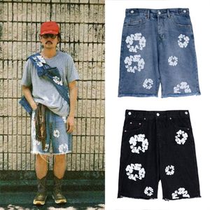 Herren-Jeansshorts, kurze Designer-Hosen, klassisch, einfaches Muster, bedruckt, Kapok-Wolle, Fünfviertel-Hose, hohe Taille, schmal, Übergröße, entspannt, lässig