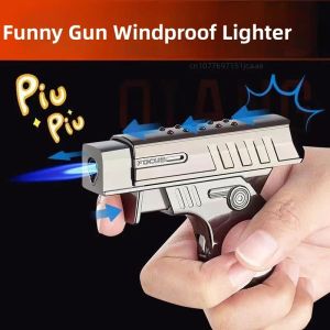 Metal Creative Pistol Lighter Windproect Jet Gas Torch Lighter Fun Spela Blue Flame Cigar Lighters Gadgets