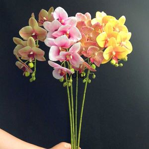 Dekorativa blommor kransar pu phalaenopsis verklig touch fjäril orkidé falska orkidéer 5 färger konstgjord blomma för bröllop dekoration grossisth24229