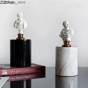 Other Home Decor Marble Roman Column Statue Resin Character Sculpture Decoration Nordic Style Home Living Room Study Room Decorative Art Crafts Q240229
