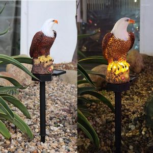 Ground Lawn Lamp Resin Solar Powered Night Outdoor LED Eagle Inserted For Garden Lanscape Decoration