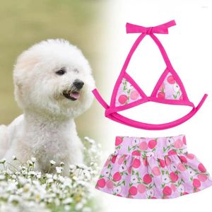 Vestuário para cães de biquíni elegante de biquíni pêssego roupas de praia de gato impressão clara de acabamento fino