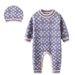 Baby Rompers Designer Kids Long Sleeve Cotton Jumpsuits Infant Girls Cotton cashmere knitting Romper 0-24 month