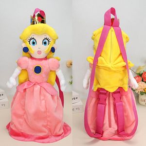 2024 Nuovo zaino in peluche principessa dei cartoni animati Borsa per ragazze all'aperto con zaino per bambole rosa pesca Grils adorabile