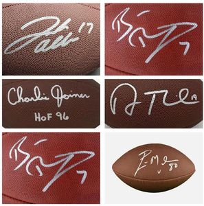 Dickerson Romo Rod Smith Thielen Beckham Josh Allen Moore Revis Flutie Bettis Roethlisberger Bledsoe Beckham Autograferad signerad Auto Collectible Football Ball