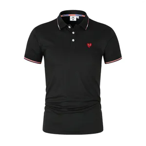Men's Polos Brand Love Embroidered Polo Shirt Fashion Luxury Long Sleeve T-shirt High-end Leisure Sports Lapel Short