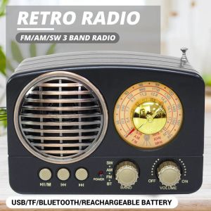 Hoparlörler Taşınabilir Retro Radyo Kablosuz Bluetooth HiFi Hoparlör Stereo Kulaklık Fm Am SW USB AUX TF Kart Mp3 Multimedya Klasik Alıcı