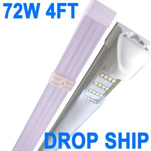 4FOOF LED Shop Lightrum, zintegrowane lampki rurowe 72W T8, 6500 000 wysokości mlecznej, 4 rzędy 270 stopni magazyn oświetlenia, ulepszone światła wtyczka i grę Crestech