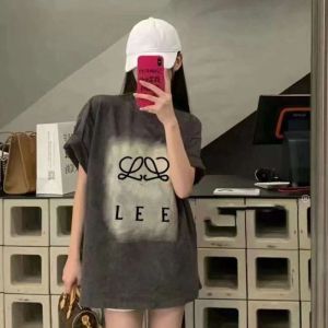 Fashion Women T Shirt Designer T Shirts Womens Washed Old Letter Print Graphic Short Sleeve Tee Pullover Cotton Tees