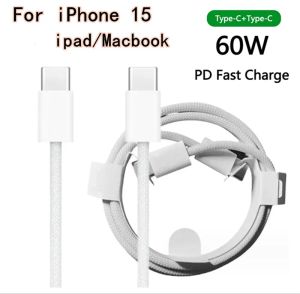 60W PD Type-C إلى C Cable for iPhone 15 MacBook Pro iPad Pro Fast Charging Cables for Samsung Xiaomi Huawei Data 1m Type C type C أفضل جودة مع مربع