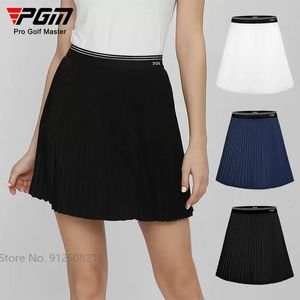 Pgm feminino verão de secagem rápida saia de golfe cintura alta plissado skort anti-exposição calças de golfe senhoras elástico esportes wear XS-XL 240219