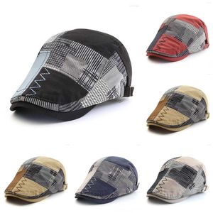 Rock Hip Hop Style Ball Caps Designer Beret Hat Men Retro Sboy Cap Patchwork Plaid Herringbone Flat Peaked Women Driving Cabbie