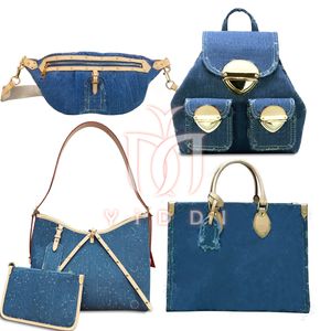 10a denimserie designer väskor tygväska axel väska lyxhandväskor stor kapacitet crossbody väska gammal blomma lyx vintage axel handväska denim ryggsäck