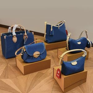 Borsa tote in tela denim Borsa con manico in pelle Borsa a tracolla con tracolla Borsa da donna Designer Borsa da donna con pochette di alta qualità Borsa ascellare