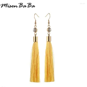 Dangle Earrings MisenBaBa Style Stainless Steel Crystal Tassel Cotton Thread Drop For Women Fashion Bohemian Jewelry