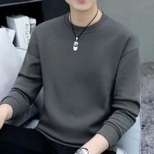 Fashion Man Round Neck Long Sleeve TShirt Casual Solid Color Undershirts Tees Tops T Shirt For Men Clothing 240223