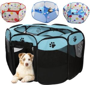 Cages Portable Pet Cat Dog Cage Rabbit Animal Park For Guinea Pigs Folding Tent Kennel Octagonal Fence Puppy Shelter Outdoor Fences