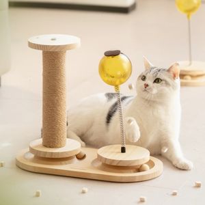 Mewoofun Niedliches, bienenförmiges Katzenspielzeug, Feder-Drehteller, Futterleckgerät, Katzen-Teaser, Sisal-Katzenkratzbaum, Heimtierbedarf, 240226