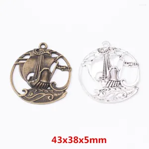 Charms 8 bitar av retro metall zinklegering segelbåt hänge för diy handgjorda smycken halsband som gör 7642