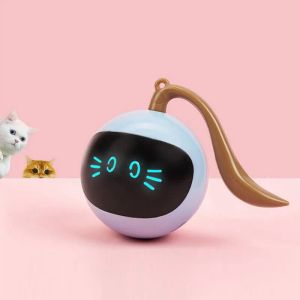 Oyuncaklar Otomatik Akıllı Kedi Oyuncak USB İnteraktif Elektrikli Atlama Topu Kendi Kendini Dönen Oyuncaklar Yavaş Yavru Kedi Köpek Çocukları İçin Atlama Topu