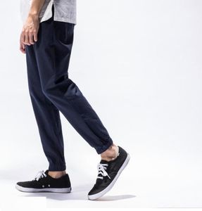 Mens Linen Cotton Capri Pants Summer Lightweight Slim Leg Casual Men Elastic Jogger Trousers Designer PT192 Men039s8818572