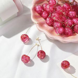 Dangle Earrings 2024 Summer Cute Fruit Japan Chic Cherry Long Drop Earring Party Jewelry Gift Accessories