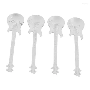 Coffee Scoops Guitar Teaspoons 24 Pcs Stainless Steel Musical Spoons Mixing Sugar Spoon(Silver)