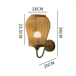 Wall Lamp Bamboo Sconce Light Lighting Retro Style Farmhouse E27 Base Decorative For Cafe Bedside Indoor Kitchen Decoration