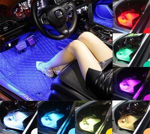 LED CAR FOOT LIGHT AMBIENT LAMP Remotemusicvoice Control Interior Floor Foot Decoration Light With Cigarett LED Atmosphere RGB5072731