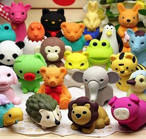 Icke Toxic Pencil Erasers avtagbar montering Zoo Animal Erasers For Party Favors Fun Games Priser Kids Puzzle Toys6123003