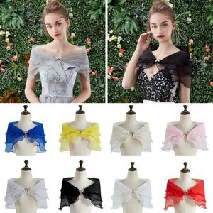 Scarves Party Casual Bow Rhinestones Lace Sleeve Shrug Bridal Shawl Wedding Cape Dress Cloak