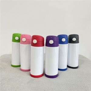 12oz babyflaska DIY sublimering Flip Top Bottle Straight Tumbler Kids Milk Cup rostfritt stål Vakuumkoppar för nyårsgåvor259r