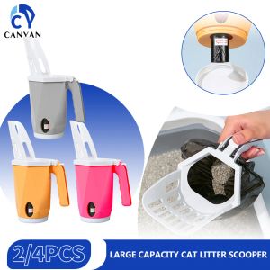 Housebreaking Cat Litter Scooper Large Capacity Builtin Poop Bag Detachable Cats Shovel Kitty SelfCleaning For Toilet Tray Box Clean Tool