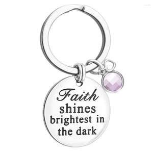 Keychains MYLONGINGCHARM Keychain Gift Stainless Steel Faith Shines Brightest In The Dark Quote