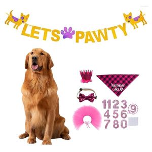 Cão vestuário aniversário banner bonito rosa azul tema cachorrinho cachecol para festa colar essencial saia glitter y5gb