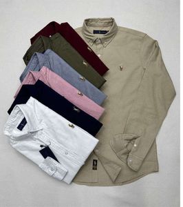 2024 MENS CASUAL POLO RALPHS Lång ärmfjäder och höstverksamhet Cotton Oxford Non Iron Slim Paul Formell skjorta Högkvalitativ 1155ESS