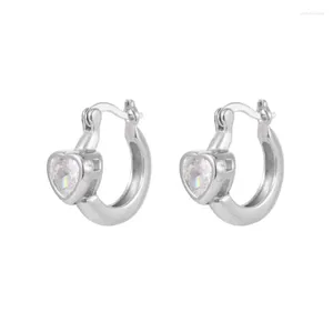 Hoopörhängen 925 Sterling Silver Heart Gemstone Ear Buckles Sweet Love For Women Girls Original Design Fina smycken