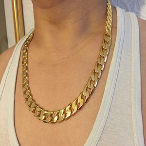 Klassisk mäns 18K Real Yellow Solid Gold Chain Halsband 23 6inch 10mm SQCFCSW Whole2019286y